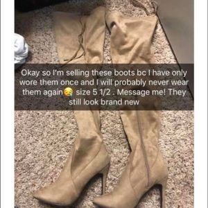 Thigh high nude boots